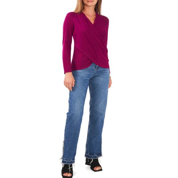 New ~ 1.STATE ~ Long Sleeve Cross Front Cozy Knit Top Size S FALL vibes - Picture 8 of 8